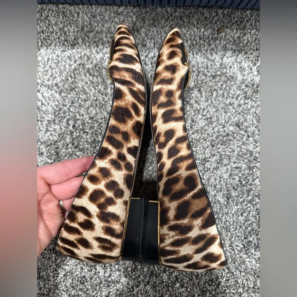 Tory Burch Gigi leopard print pointed toe flats, women's size 9